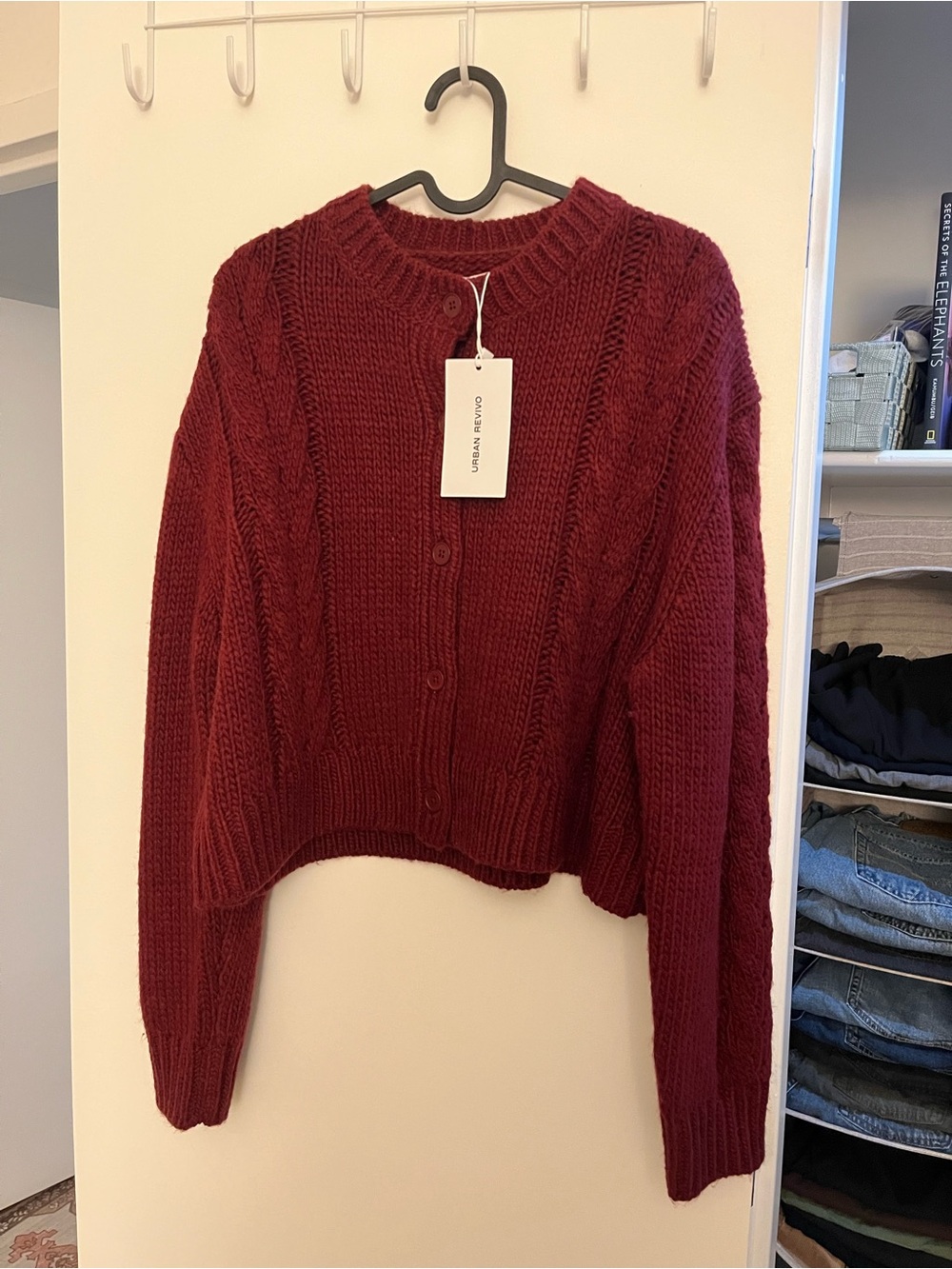 urban revivo red cardigan